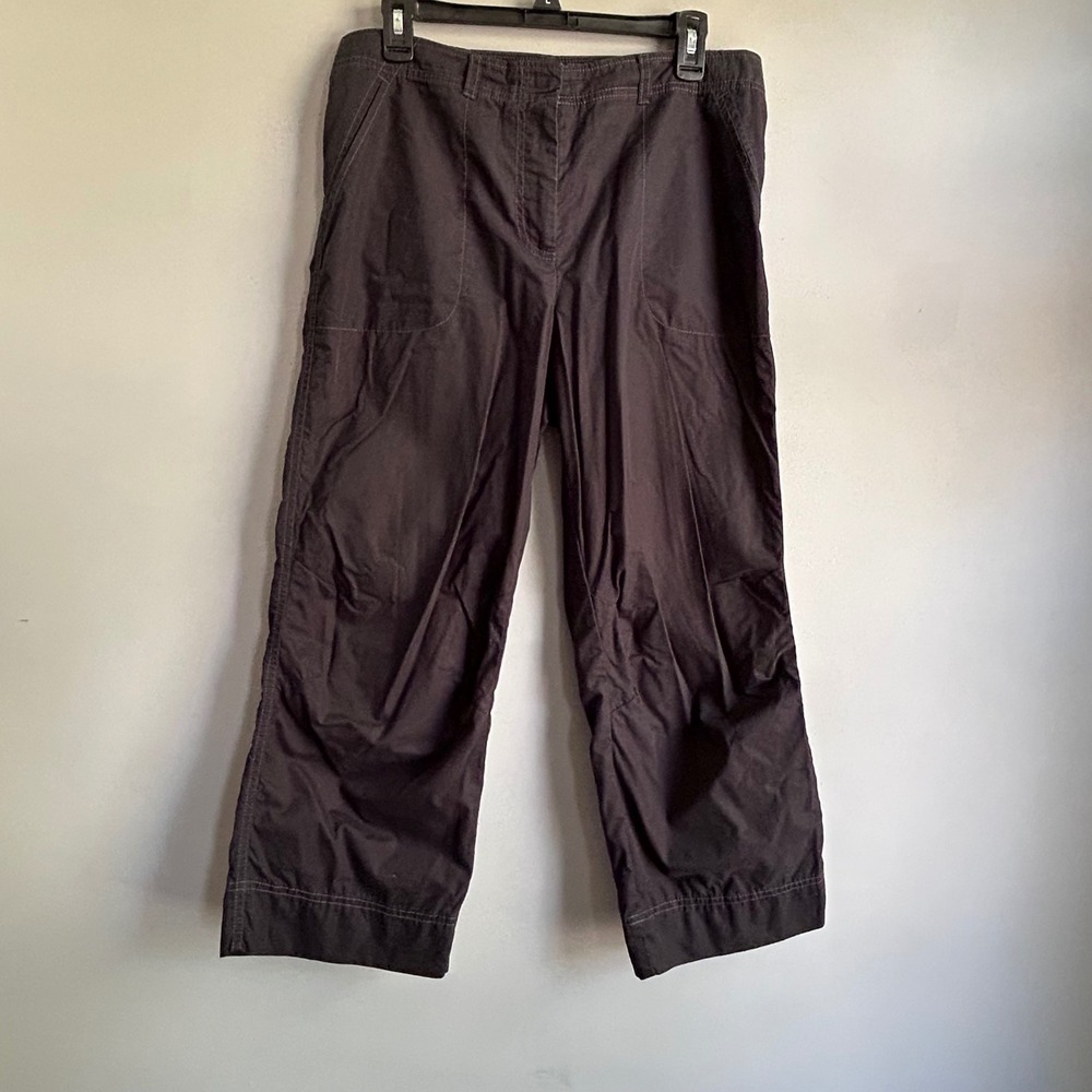 J. Jill Genuine Fit at Waist Cropped Pants 12 Black Cotton Straight Leg